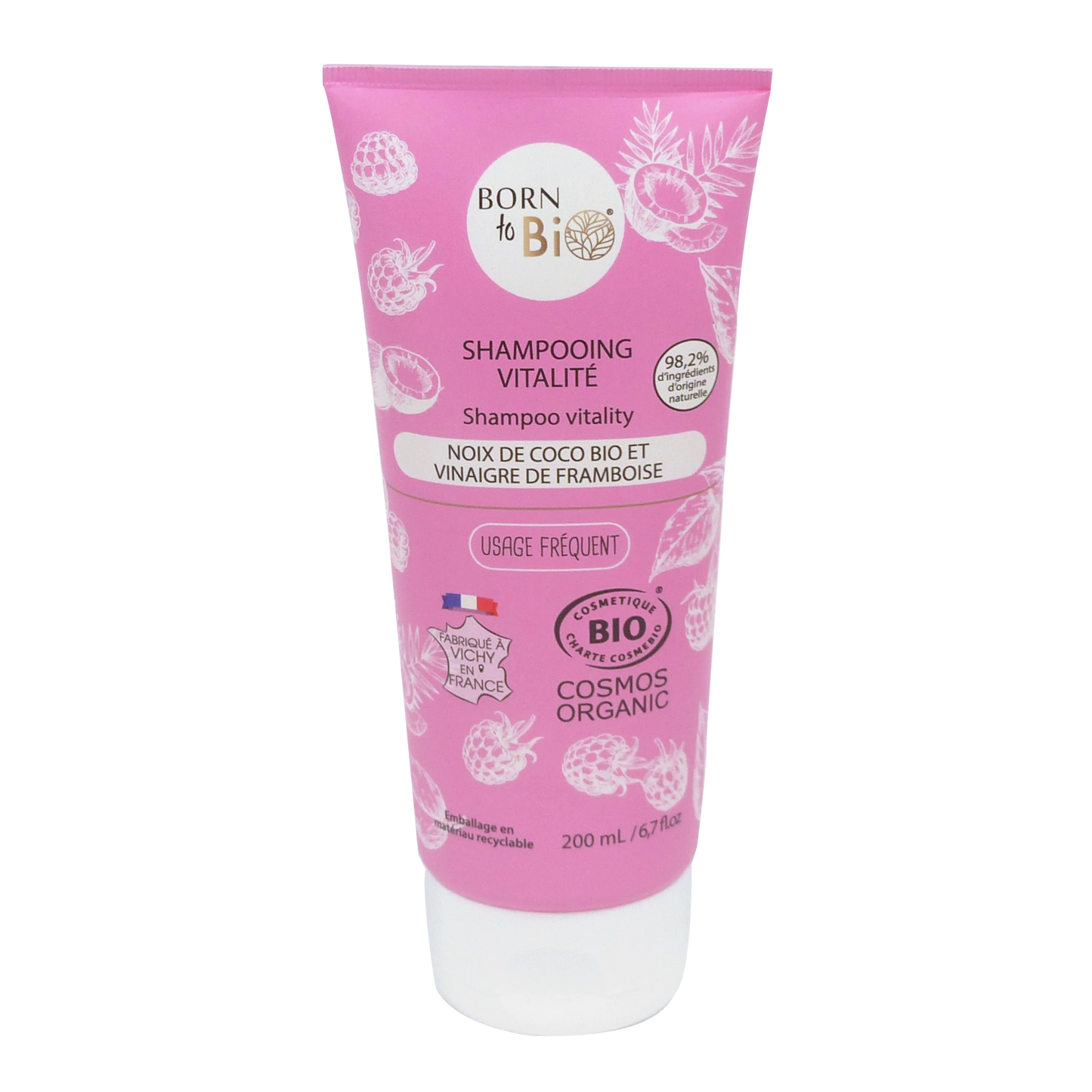 Coconut and raspberry vinegar shampoo - Certified organic